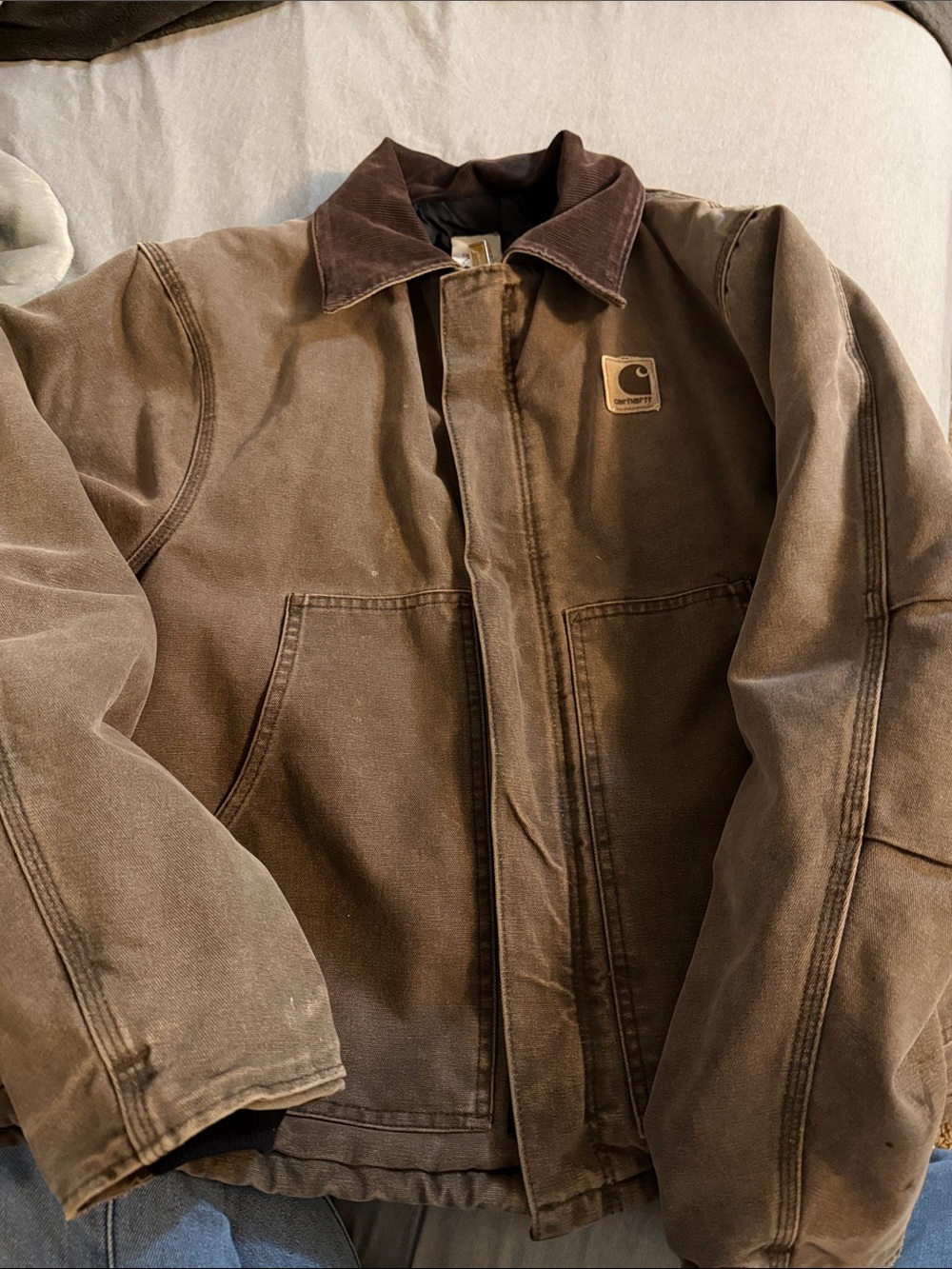 Vintage Carhartt Brown Duck Work Jacket with Corduroy Collar